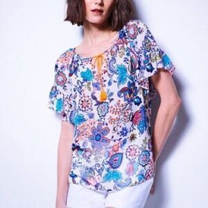 Milly Design Nation XS floral sheer top